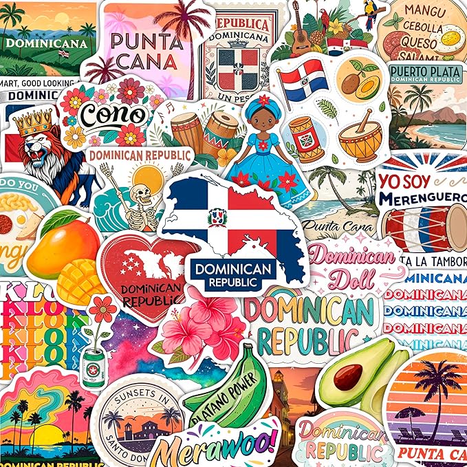 100Pcs Dominican Republic Stickers by BulbaCraft