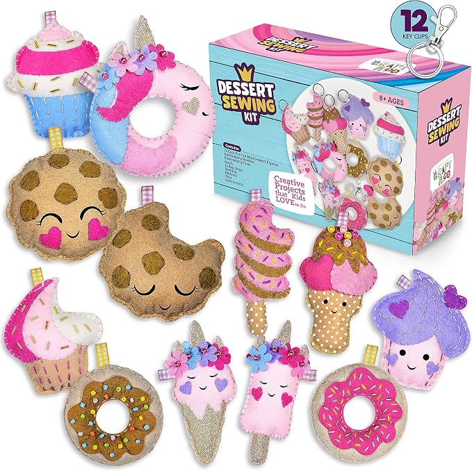 12 Pre-Cut Mini Treats Dessert Fun Kids Sewing Kit by Craftiloo