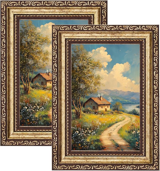 eletecpro 4x6 Vintage Picture Frame, Glass Cover, Bronze Gold, Horizontal or by eletecpro