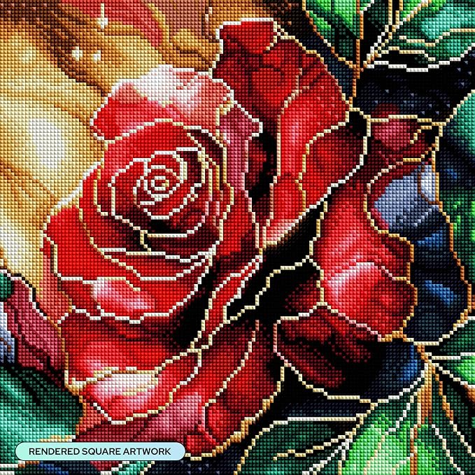 DIAMOND ART CLUB Magical Red Rose Diamond Painting Kit, Fun DIY Crafts - Image 2