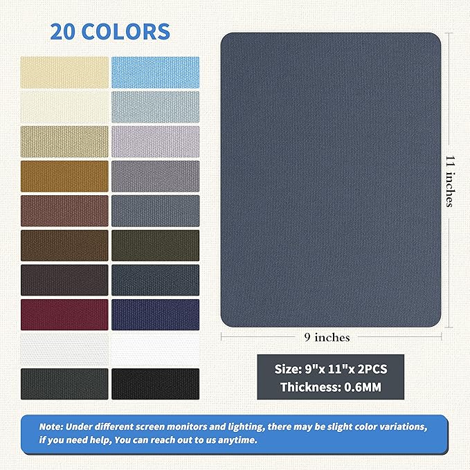 KING MOUNTAIN Canvas Repair Patch 9 x11 Inch 2 Pcs Self-Adhesive Waterproof Fabric Patch for Sofas, Tents, Furniture,Tote Bags, Car Seats (Dark Grey-1)
