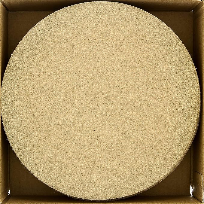 Dura-Gold Premium 60 Grit 6" Gold Sandpaper Discs, No Hole Pattern Dustless, Box of 25, Hook & Loop Backing for DA Sander, Finishing Coarse Sanding Abrasive Automotive Paint, Woodworking Wood, Metal