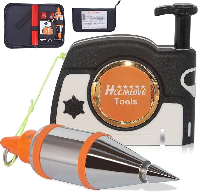 Plumb Bob Magnetic -10.7 oz(305g) Plumb Rite With 14.5 ft(4.5m) String,Sharpener,2 Pencils,Line Reel Used in Construction Can Automatically Stretch the Line and Quickly Stabilize the Plumbob