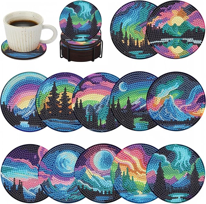 Bulerrylulu 12 Pcs Landscape Diamond Painting Coasters Kits by Bulerrylulu