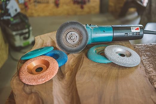 Kutzall Extreme Shaping Dish - Medium, 4-1⁄2" (114.3mm) Dia. X 7⁄8" (22.2mm) Bore - Woodworking Angle Grinder Attachment for DeWalt, Bosch, Milwaukee. Abrasive Tungsten Carbide, DW412X70