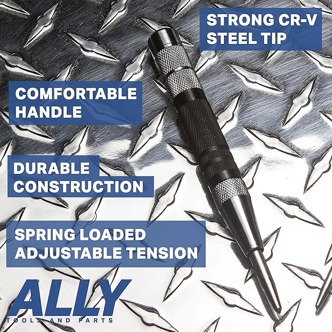 ALLY Tools Super Strong 3 PC SET of 6 Inch Heavy Duty Automatic Center Punch, Perfect Automatic Center Punch for Metal, Wood, Plastic, Glass, and Marble – Features Spring Loaded Center Punch Design