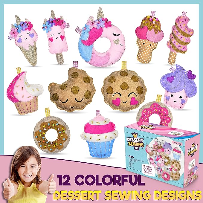 12 Pre-Cut Mini Treats Dessert Fun Kids Sewing Kit - Image 9
