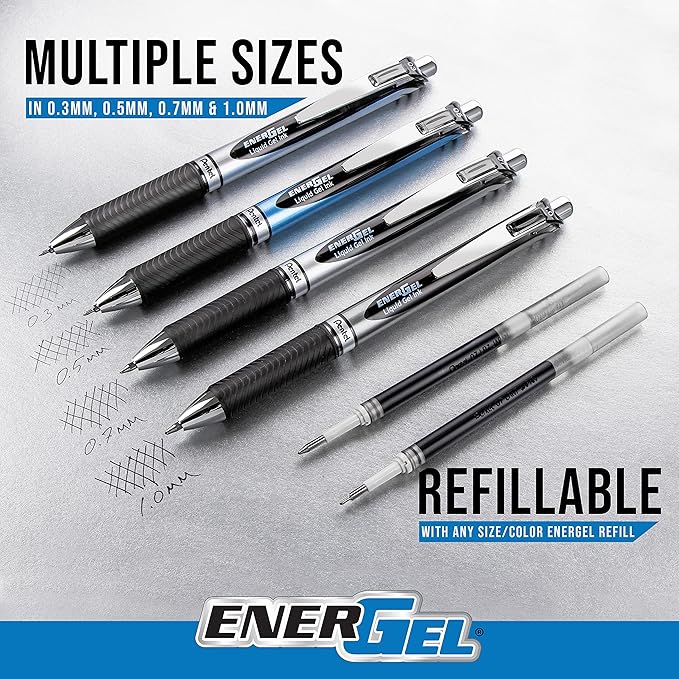 Pentel EnerGel RTX Retractable Liquid Gel Ink Pen, Medium line, Burgundy Ink - Image 4