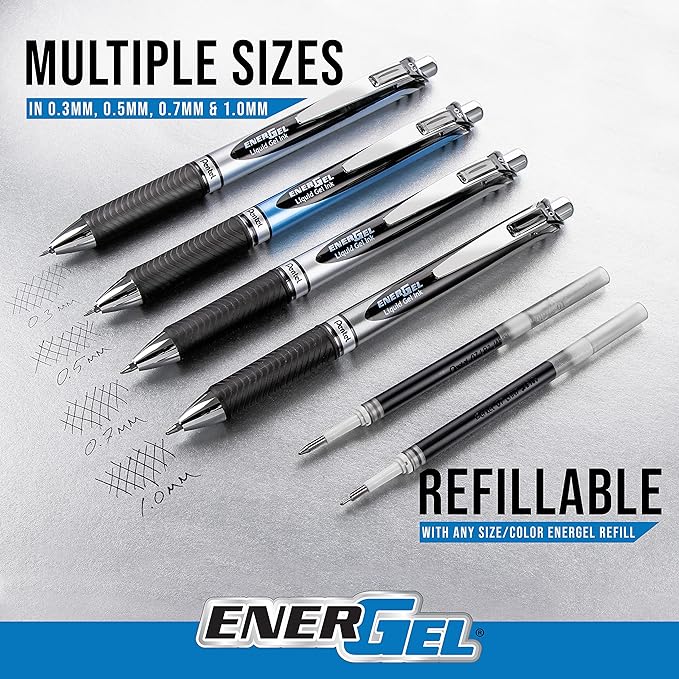 EnerGel RTX Retractable Liquid Gel Pen, Metal Tip, Medium Line, Box of 12 - Image 6