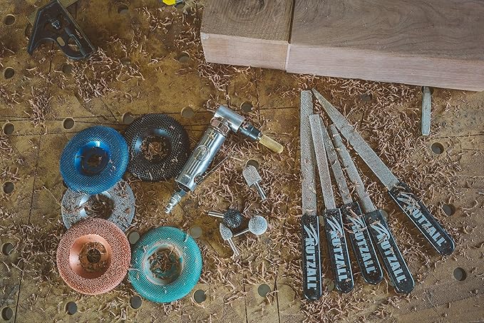 Kutzall 4-Piece Rotary Burr Kit - 1⁄8" Shaft, Fine - Wood Carving Bits for Dremel, Foredom, Ryobi, DeWalt, Milwaukee Tools - Structured Tungsten Carbide