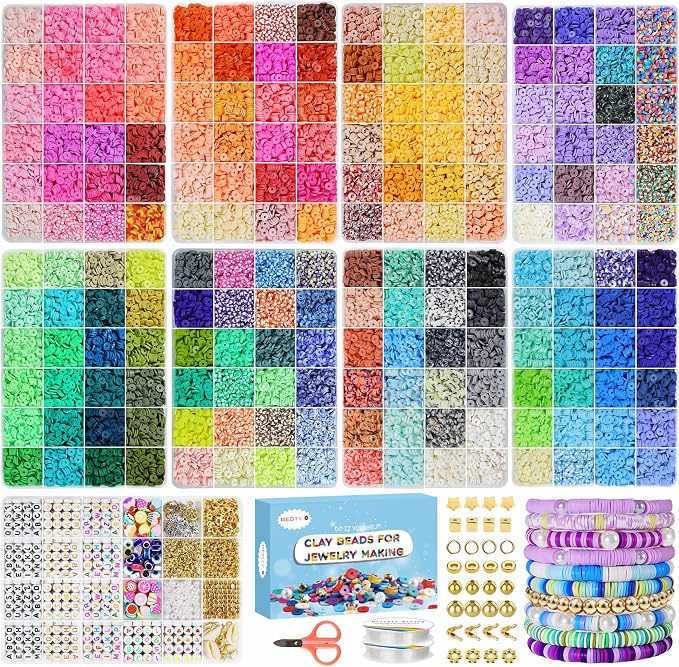 Redtwo 32000 Pcs Clay Beads Bracelet Making Kit, 9 Boxes 192 Colors Friendship by Redtwo