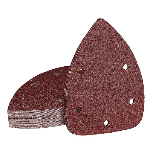 100 Grit Mouse Sander Sandpaper, Jamiikury 5 Hole Detail Sander Sandpaper Palm Sander Paper Mouse Sanding Pads Hook and Loop Sanding Sheets - Pack of 20