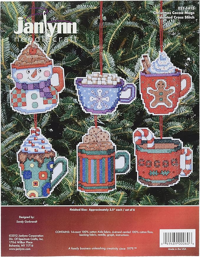 Janlynn Counted Cross Stitch Kit, Coca Mug Ornaments by Janlynn