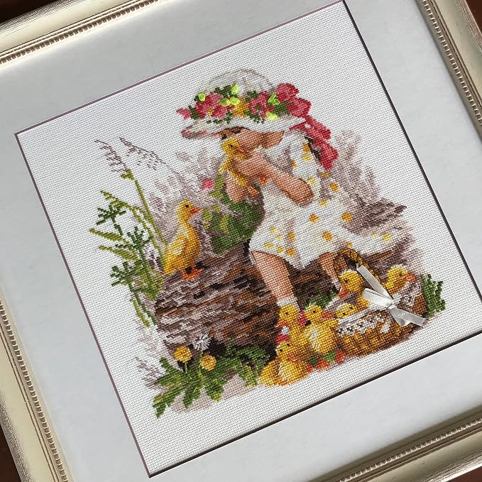 RIOLIS - Girl with Ducklings 1781, Animals Cross Stitch Kits 11, Cross Stitch - Image 5