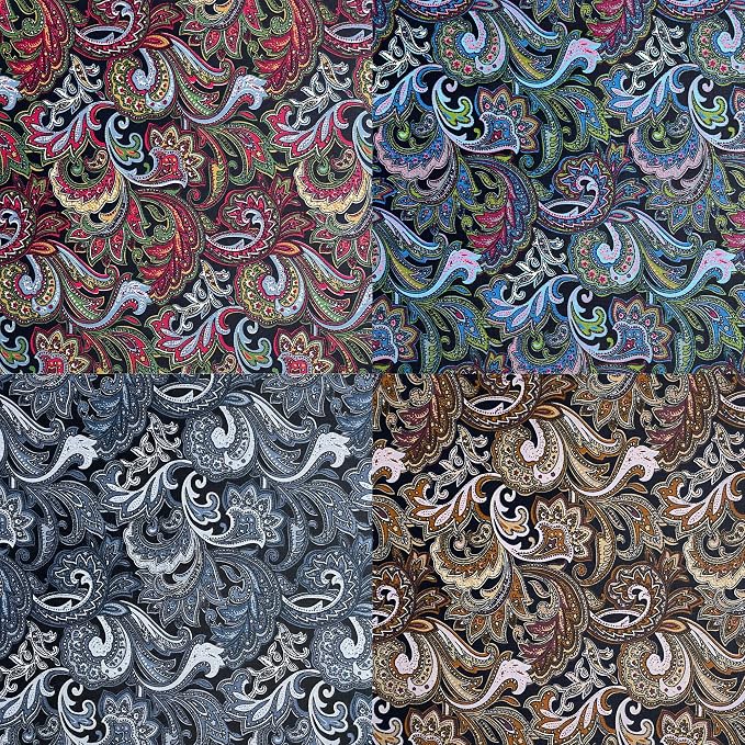 5" 50pcs Cotton Fabric Squares for Sewing Quilting Supplies- Dark Paisley | - Image 5